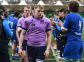 Scotland's Luke McConnell walks through the Italian guard of honour after the 17-40 defeat at Scotstoun in the Under-20 Six Nations. (Photo by Ross MacDonald / SNS Group)
