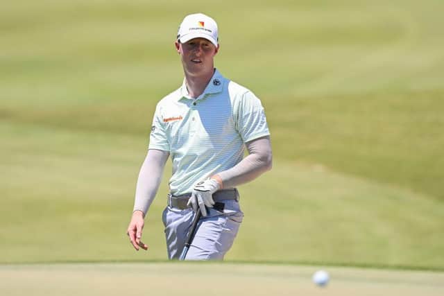 Craig Howie plays his second shot on the 10th hole during the last round of the UAE Challenge at Saadiyat Beach Golf Club in Abu Dhabi. Picture: Octavio Passos/Getty Images.
