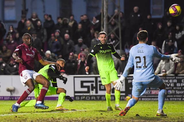 Mikael Mandron scored twice for Motherwell in their 2-0 win over Arbroath.