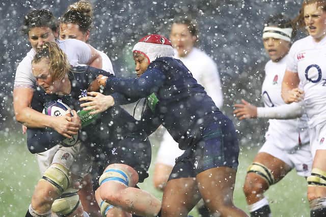 Scotland take on England in last year's Women's Six Nations at Scotstoun. This year's tournament is expected to be postponed.