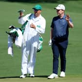 Robert MacIntyre and his caddy Mikey Thomson during the final day of The Masters.