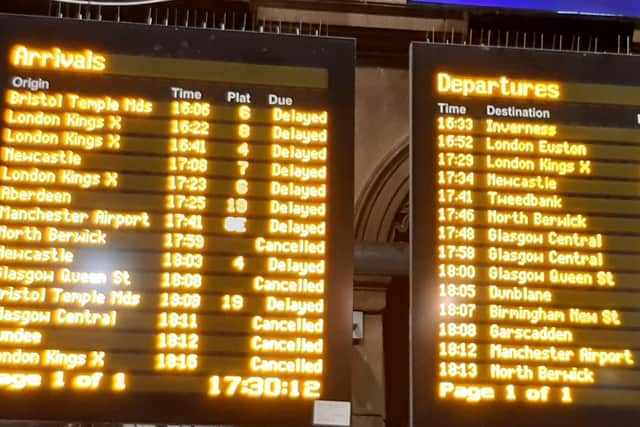 More than 300 trains operated by seven companies including ScotRail were cancelled during the disruption. (Photo by Alastair Dalton/The Scotsman)
