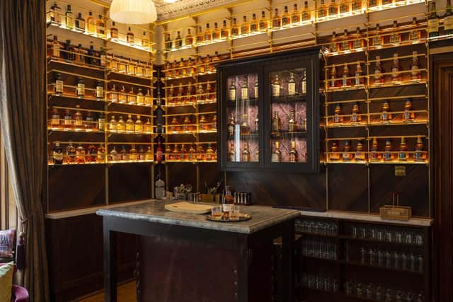 The whisky library at Linn House in Moray