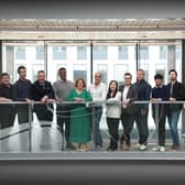 This year’s AI Accelerator cohort with Data-Driven Entrepreneurship DDE AI Accelerator Programme manager Katy Guthrie (in green) and DDE programme support officer Fabrizio Formichella (centre) plus John Brodie (fifth from the right). Picture. Stewart Attwood.