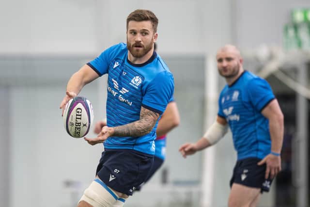 Luke Crosbie trusts his Scotland team-mates to deliver against Chile. (Photo by Ross MacDonald / SNS Group)