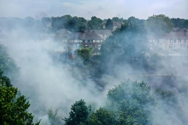 Smoke from wildfires, like this one in Sheffield, is just one way that climate change can make air pollution worse (Picture: Christopher Furlong/Getty Images)