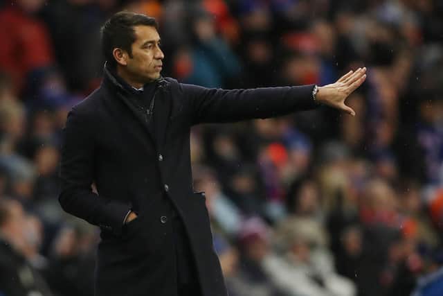 Giovanni van Bronckhorst reacts during Rangers' 2-0 win over Sparta Prague at Ibrox as he made a promising start to his managerial reign with the Scottish champions. (Photo by Ian MacNicol/Getty Images)