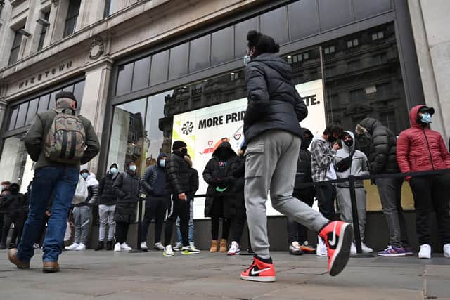 A survey has found that 26 per cent of UK consumers strongly agreed that a long queue would make them less likely to return to a retailer. Picture: Glyn Kirk/AFP via Getty Images.