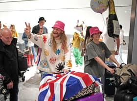 Sam Ryder, arrives at Heathrow Airport in London after finishing second in the final of the Eurovision Song Contest in Italy. Photo: Dominic Lipinski/PA Wire.