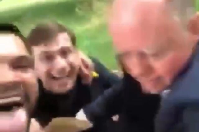 A man has been charged after this still was taken from video appearing to show Professor Chris Whitty, England's chief medical officer, being harassed in a park. Picture: PA Wire