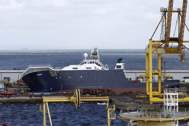 Research vessel Petrel in Imperial Dock in Leith on Wednesday. Picture: Jeff J Mitchell/Getty Images