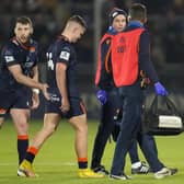 Edinburgh's Darcy Graham goes off injured against Munster.  (Photo by Simon Wootton / SNS Group)