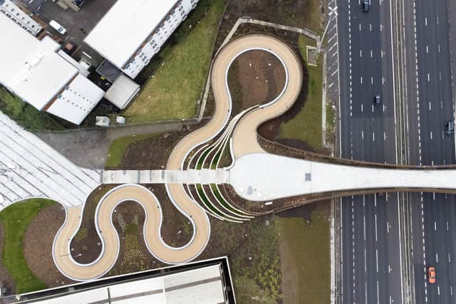 The looping southern access ramp between the bridge and Baird Street. Picture: John Devlin