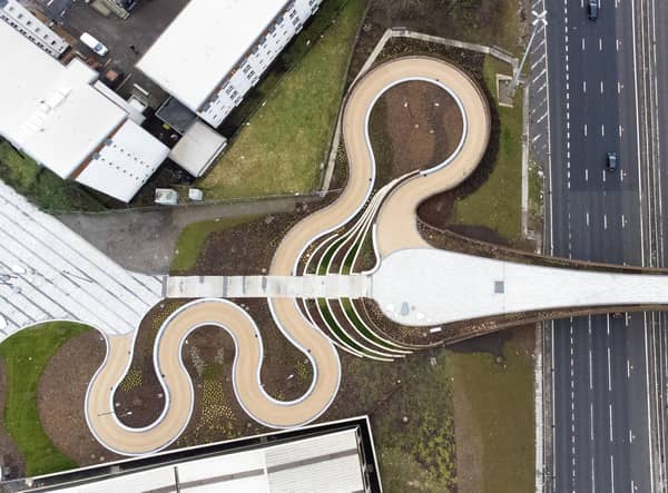 The looping southern access ramp between the bridge and Baird Street. Picture: John Devlin
