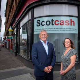 Stephen Pearson, chair of Financial Inclusion for Scotland, with Sharon MacPherson, CEO of Scotcash. Picture: contributed.