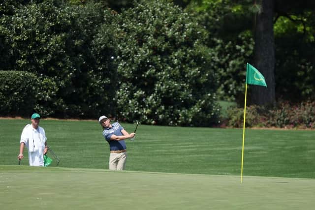 Cameron Smith on the practice range at Augusta National. Picture: Gregory Shamus/Getty Images.