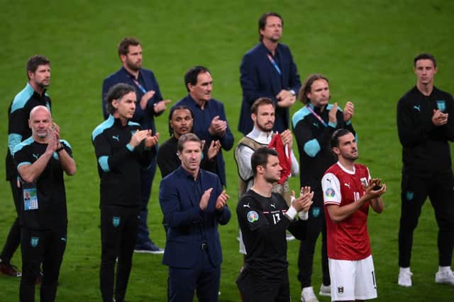 Austria reached the knock-out stages of Euro 2020 but won't be heading to Qatar. (Photo by Laurence Griffiths/Getty Images)
