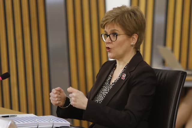 First Minister Nicola Sturgeon appears before the Scottish Parliament's Covid-19 Committee to give evidence. Picture: Andrew Cowan - Pool/Getty Images