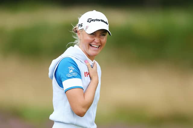 Home favourite Charley Hull laughs during the AIG Women's Open at Walton Heath in Tadworth. Picture: Chloe Knott/R&A/R&A via Getty Images.
