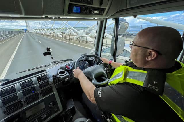 The lorry cab enables officers to look down into cars and vans. Picture: Lisa Ferguson