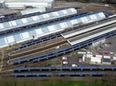 Trains in sidings during a strike by train drivers from the Aslef union, in a long-running dispute over jobs and pensions.