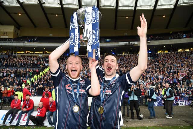 Boyce, left, won the League Cup against Hibs with Ross County in 2016.
