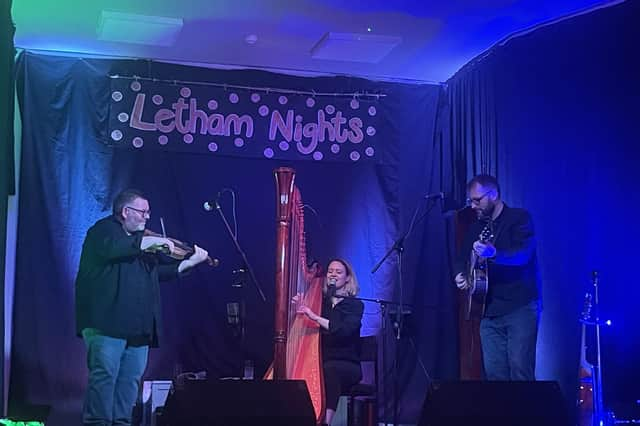 Saltfishforty and Esther Swift playing at Letham Nights, near Cupar, in Fife, recently