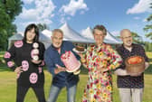 Noel Fielding, Paul Hollywood, Prue Leith, and Matt Lucas from The Great British Bake Off.