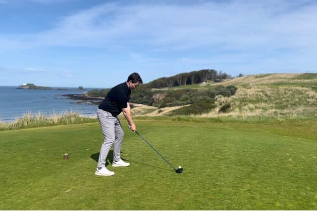 Jamie Kennedy. pictured playing in the recent Genesis Scottish Open Media Day, will be returning to The Renaissance Club next month as he takes on his 'East Lothian 18' challenge.