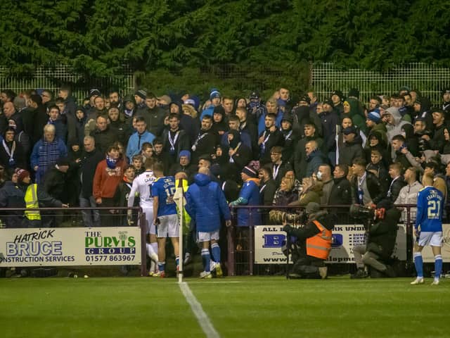 St Johnstone players have to walk through their fans after Kelty Hearts defeat in Scottish Cup. Pic: Kevin Marshall