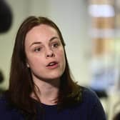 SNP leadership candidate Kate Forbes during a visit the Empower Women for Change organisation in Glasgow. Picture: John Devlin