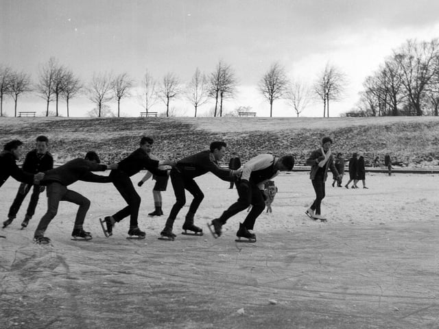 Ice skating on Inverleith Pond in December 1961.
