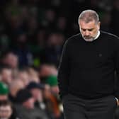 Celtic manager Ange Postecoglou cuts a solemn figure at full-time after the 1-1 draw with Shakhtar Donetsk which ended Celtic's European hopes. (Photo by Ross MacDonald / SNS Group)