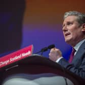 Keir Starmer addresses the Scottish Labour conference in Glasgow. Picture: Lisa Ferguson