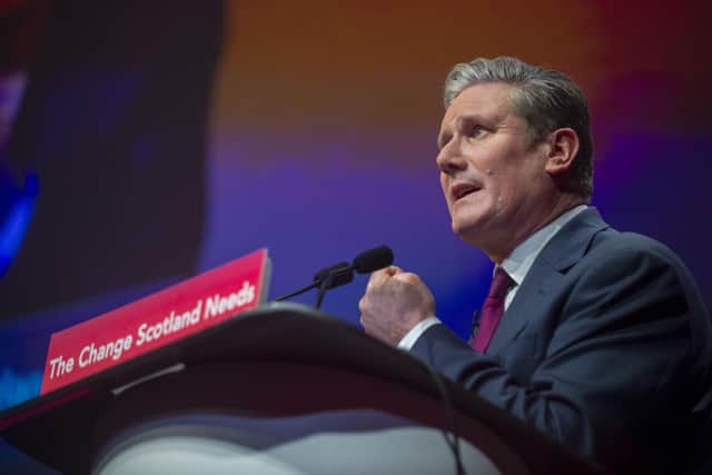 Keir Starmer addresses the Scottish Labour conference in Glasgow. Picture: Lisa Ferguson