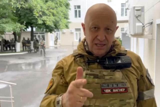 Yevgeny Prigozhin, the owner of the Wagner Group military company,  in Rostov-on-Don, Russia, at the weekend.