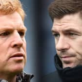 Neil Lennon and Steven Gerrard.  (Photo by Ian MacNicol/Getty Images)