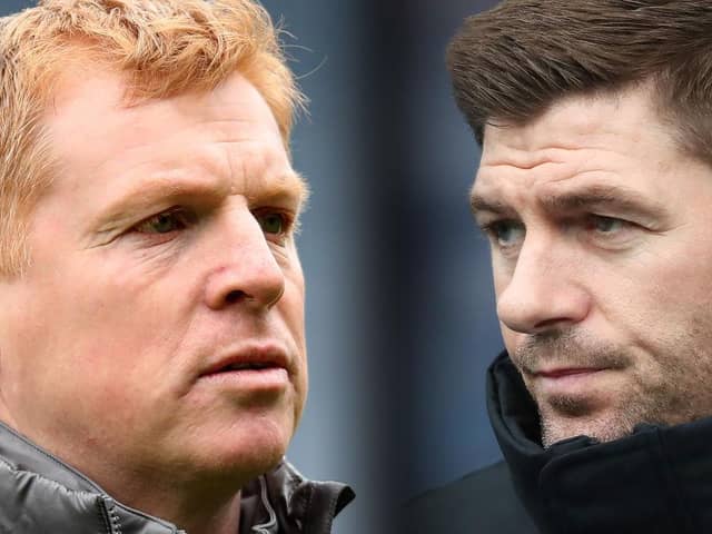 Neil Lennon and Steven Gerrard.  (Photo by Ian MacNicol/Getty Images)