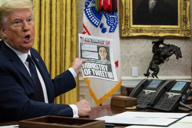 Donald Trump made much use of Twitter while president (Picture: Doug Mills/pool/Getty Images)