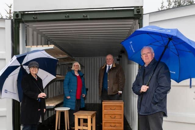 Pictured from left to right are Cllr Sarah Dickinson, Cllr Isobel Davidson (ISC Vice Chair), Cllr Alan Turner, and Cllr Jim Gifford (SC Vice Chair), all supporting the reuse scheme.