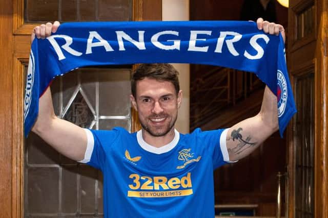 Aaron Ramsey is poised to make his debut for Rangers in their Premiership fixture against Hearts at Ibrox on Sunday. (Photo by Ross MacDonald / SNS Group)