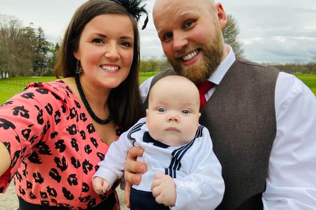 Gillian Docherty, husband Andy, and baby Frederick