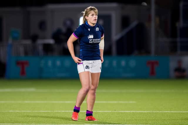 Hannah Smith in action for Scotland against Japan at the DAM Health Stadium. (Photo by Ross Parker / SNS Group)