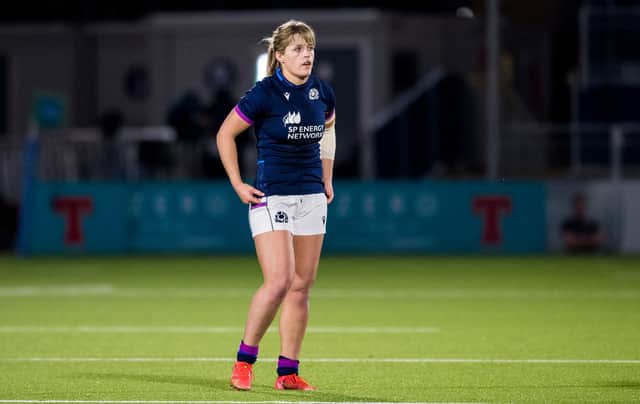 Hannah Smith in action for Scotland against Japan at the DAM Health Stadium.  (Photo by Ross Parker / SNS Group)