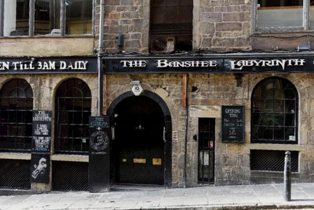 A banshee (a female ghost that foretells death) is rumoured to haunt Banshee Labyrinth found on Niddry Street. It is said that this spirit befell a tragedy from Lord Nicol Edwards that was unjustifiably inflicted onto her. Guests of the pub have reported drinks flying off their tables and shrilling screams being heard in the underground corridors of the building.