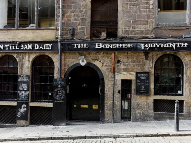 A banshee (a female ghost that foretells death) is rumoured to haunt Banshee Labyrinth found on Niddry Street. It is said that this spirit befell a tragedy from Lord Nicol Edwards that was unjustifiably inflicted onto her. Guests of the pub have reported drinks flying off their tables and shrilling screams being heard in the underground corridors of the building.