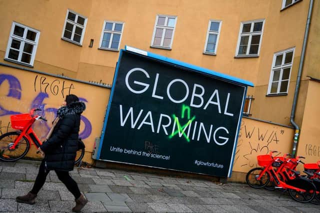 An example from Germany of advertising highlighting climate change. Picture: John Macdougall/AFP via Getty Images.