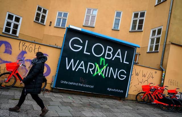 An example from Germany of advertising highlighting climate change. Picture: John Macdougall/AFP via Getty Images.