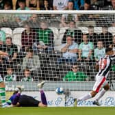 Keanu Baccus celebrates putting St Mirren ahead against Hibs  (Photo by Craig Williamson / SNS Group)