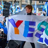 Nicola Sturgeon addresses independence supporters at a rally in Glasgow's George Square in November 2019 (Picture: Jeff J Mitchell/Getty Images)